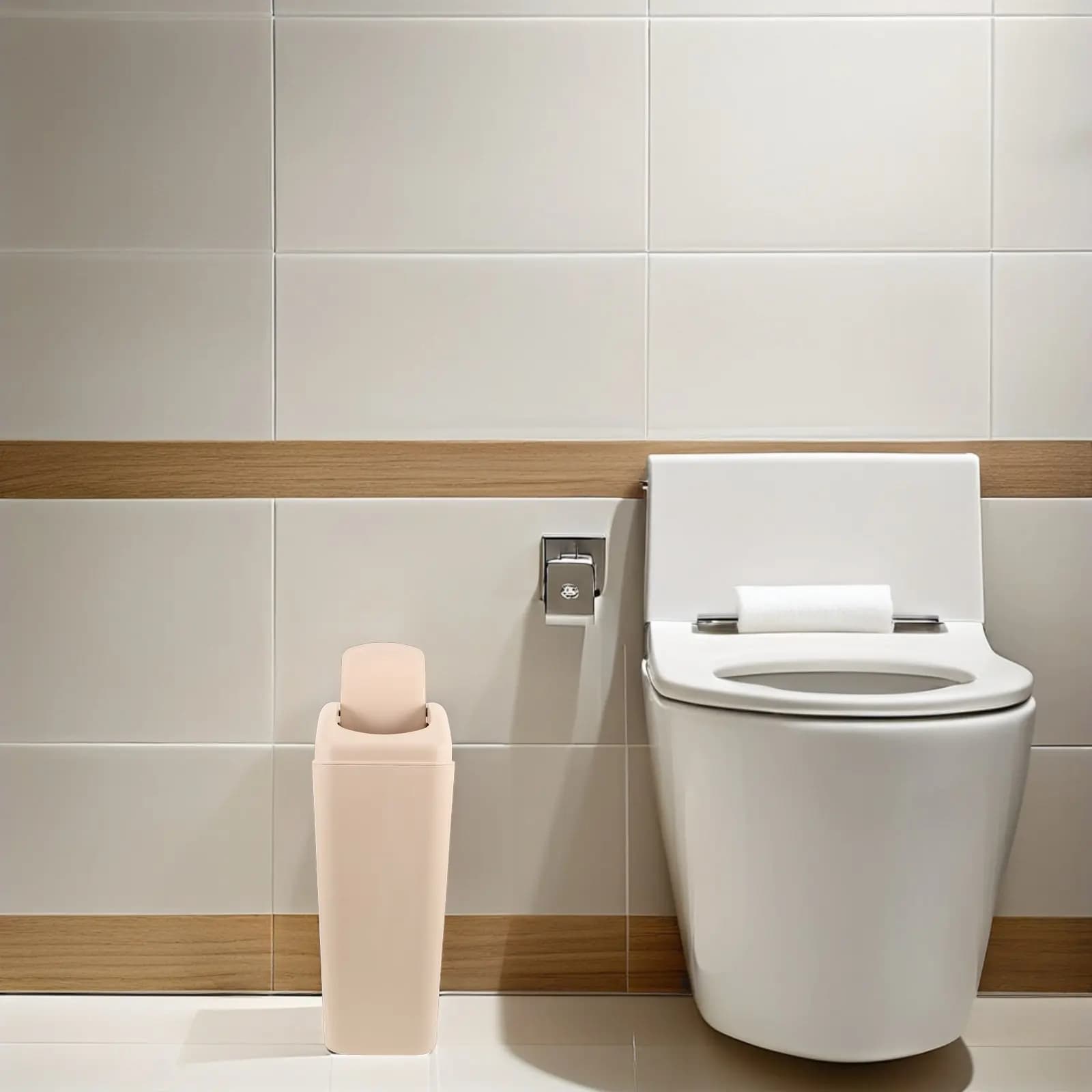 Cestino per Rifiuti in Plastica Sottile da 8L con Coperchio Girevole, Bidone della Spazzatura per Bagno e Cucina, Ideale per Spazi Stretti