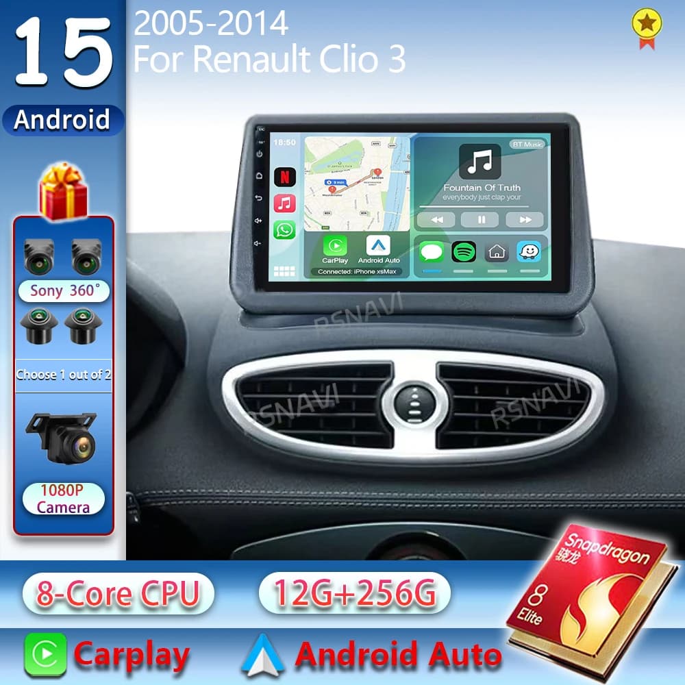 Android 15 Autoradio Per Renault Clio 3 2005-2014 2K QLED Android Lettore Video Multimediale AI Voce CarPlay 4G Stereo di Navigazione