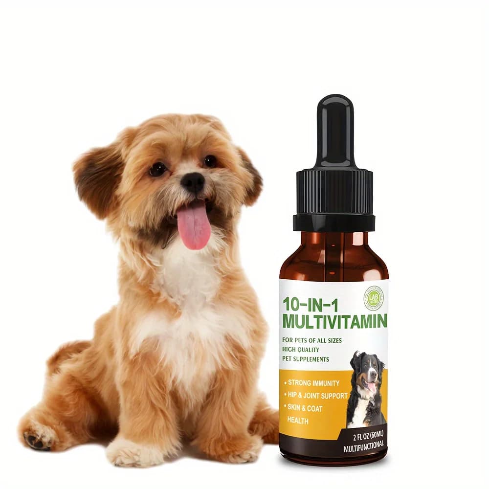 Integratori Nutrizionali per Cani 2.03oz in Gocce con Mirtillo Rosso, Vitamina C, Vitamina D, Vitamina B1, Vitamina B2 - Per Animali Domestici