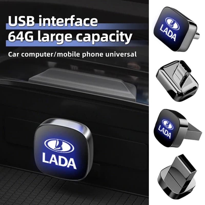32GB/64GB Car USB Flash Drive Memory Stick For Lada Priora Sedan Sport Kalina Granta Vesta Niva Largus Vaz Samara 2110