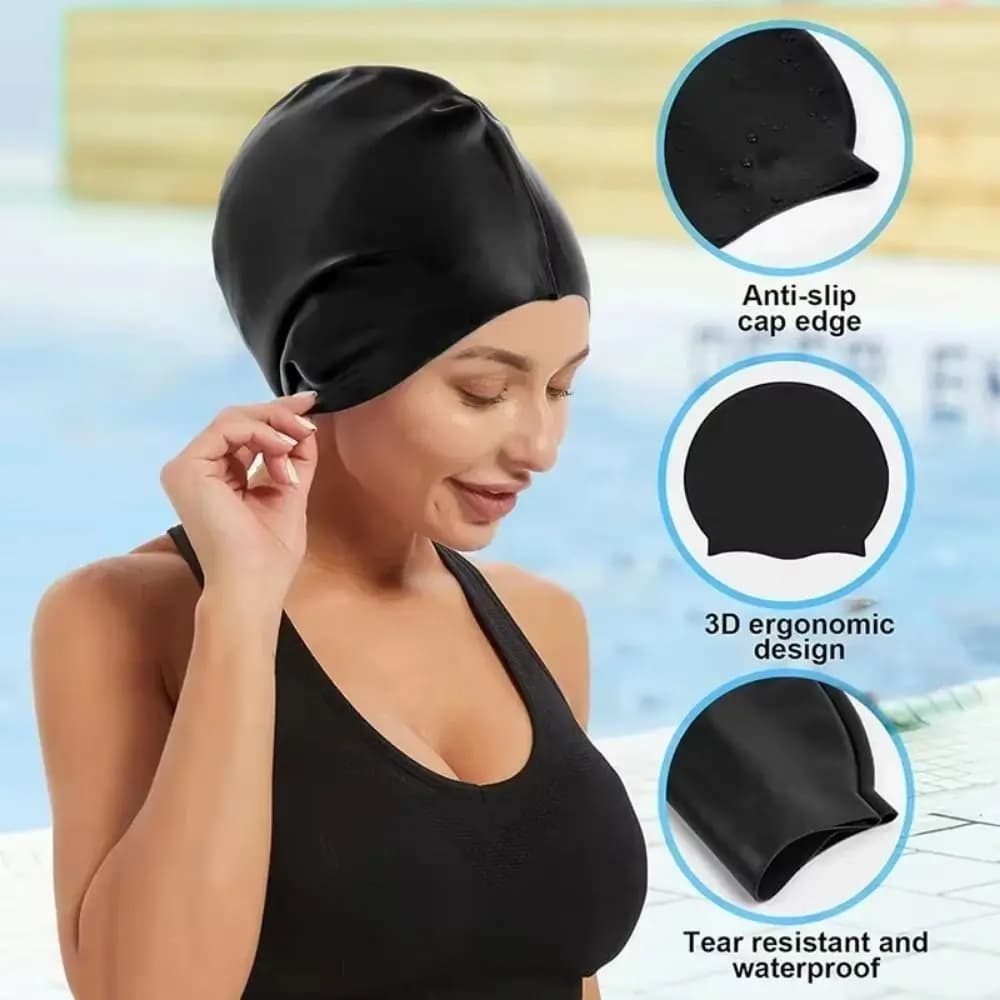 Copricapo da nuoto in silicone elastico Design addensato Cuffia da nuoto impermeabile tinta unita Protezione solare Cuffia da snorkeling morbida