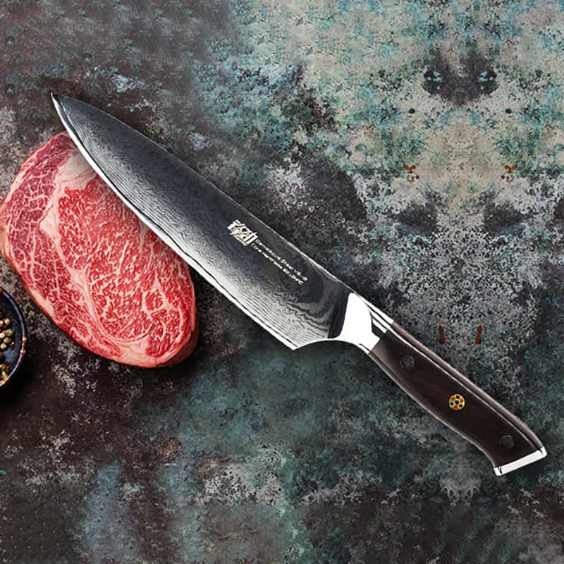 FINDKING Coltello da cuoco da 8 pollici 67 strati Damasco VG-10 Lama in acciaio Manico in ebano Mannaia affilata per affettare carne Coltelli da cucina giapponesi