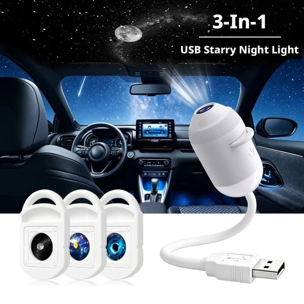 Mini Galaxy Star Projector 2 in 1 Night Light Home Background Atmosphere Light Bedroom for Children's Gift Car Decoration