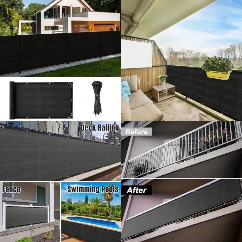 Schermo per Recinzione Privacy X 50 Piedi, Rete Pesante per Recinzione, Copertura Ombreggiante per Esterni, Giardino, Cortile, con Fascette a Zip
