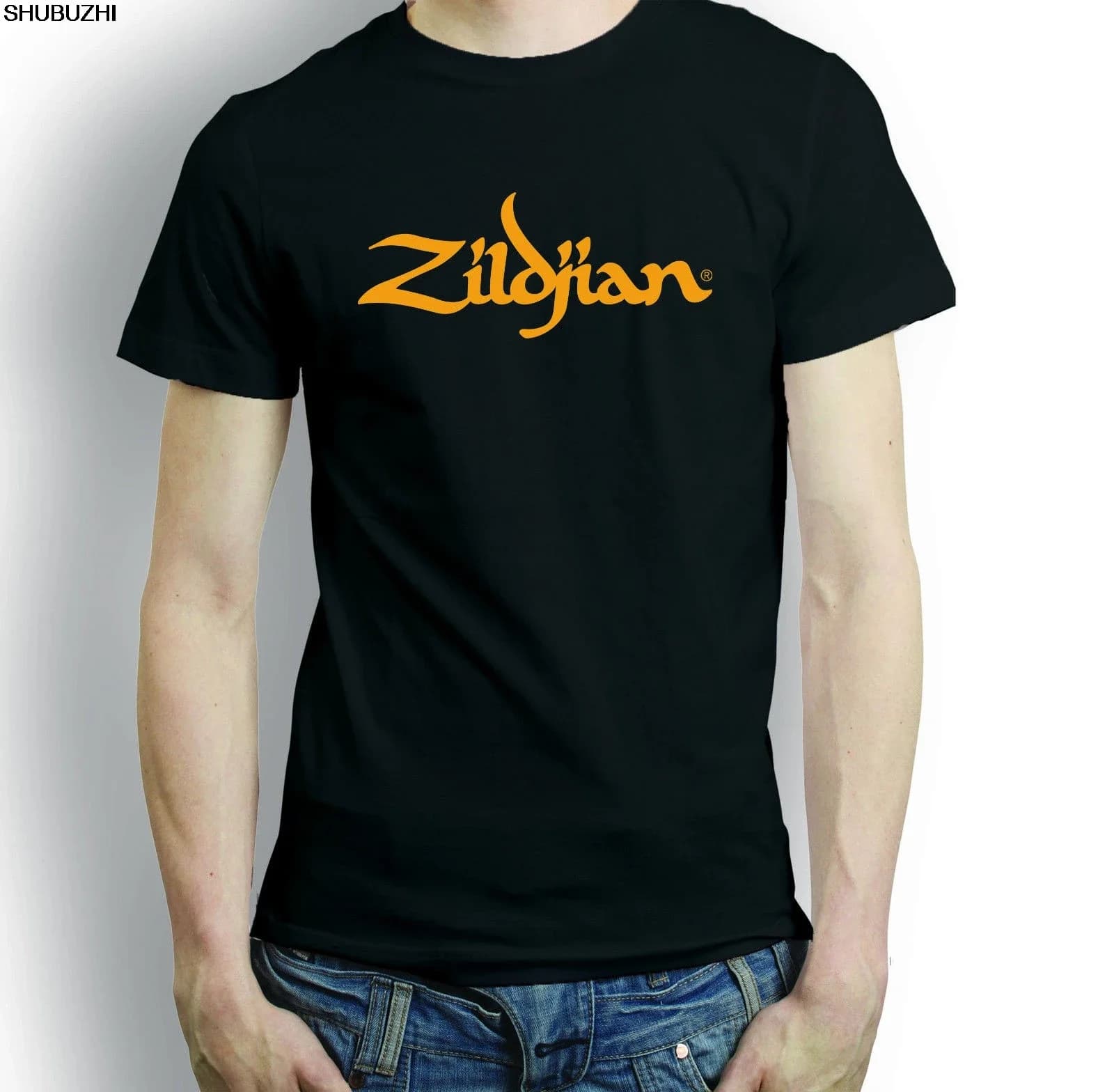 men cotton black t-shirt ZILDJIAN CYMBALS DRUMS T-SHIRT DRUMMER GIUTAR MUSIC TURKISH Hip-Hop Simple Splicing Tee T Shirt sbz128