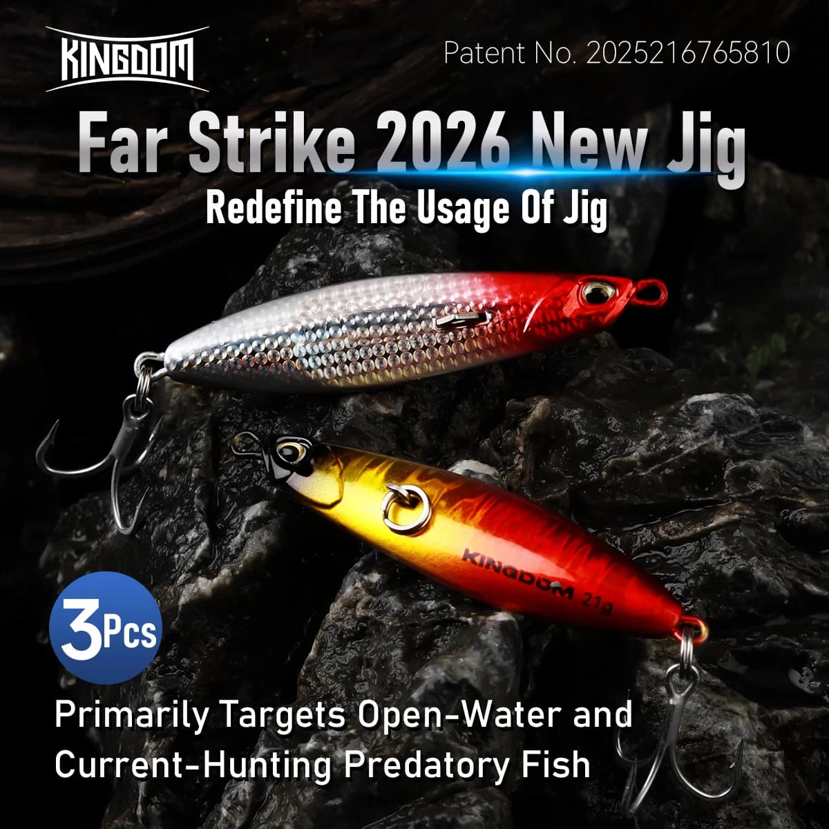 Kingdom Set di 3 Esche Artificiali in Metallo per Lanci Lunghi, 7g 10g 14g 17g 21g, Esche Affondanti per Pesca in Acqua Salata e al Branzino