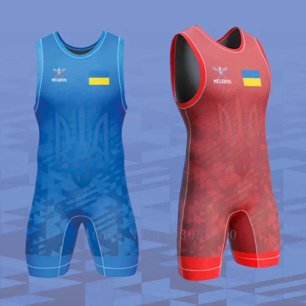 Ukraine Singlet MELKHOSU Team Singlet professional-grade competition suit Wrestlers tournaments Bodybuilding weightlifting suit