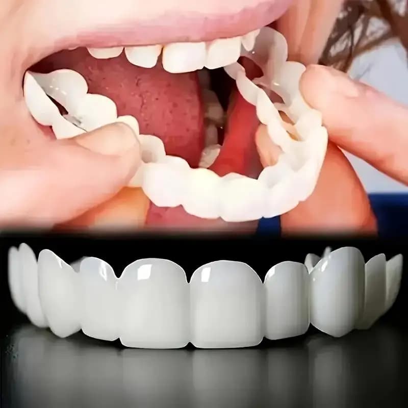 New E-2sets Invisible Cosmetic Fake Teeth, 2upper+2lower with Brush & Box Easy Clean Affordable Tooth Gap Solution D