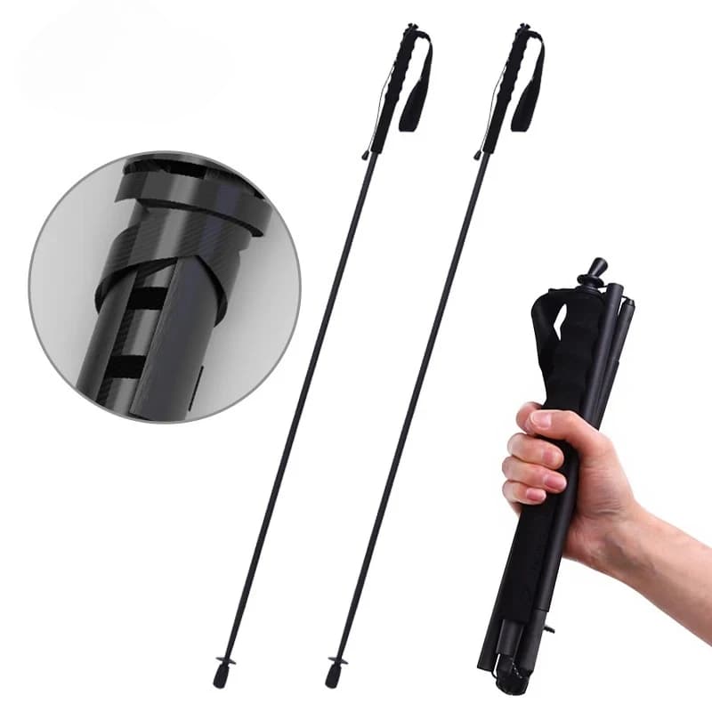 Foldable 5-Sections Ultra-Light 110g Hiking Poles Carbon Fiber Sticks Trekking Poles Walking Cane Outdoor Gear Trekking Mujer