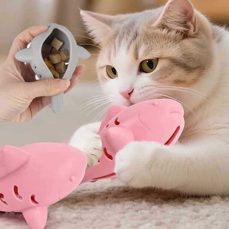 Giocattolo Interattivo per Gatti, Dispenser di Cibo a Forma di Pesce, Resistente ai Morsi, Gioco per Gattini, Giocattolo da Masticare per la Pulizia dei Denti, Accessori per Gatti