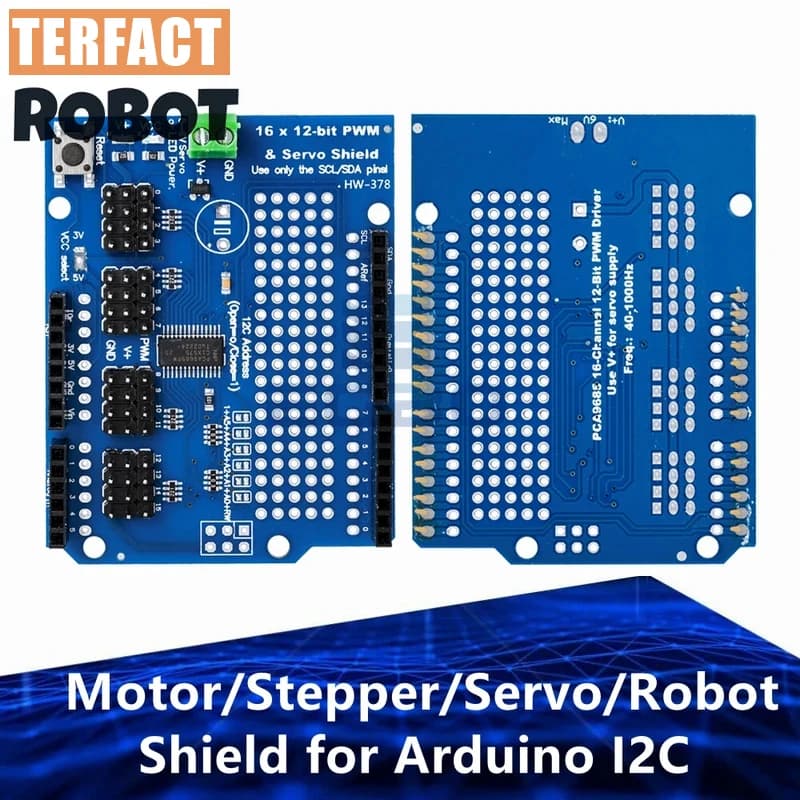 Shield per Motore/Stepper/Servo/Robot per Arduino I2c V2 Kit con Driver PWM Top