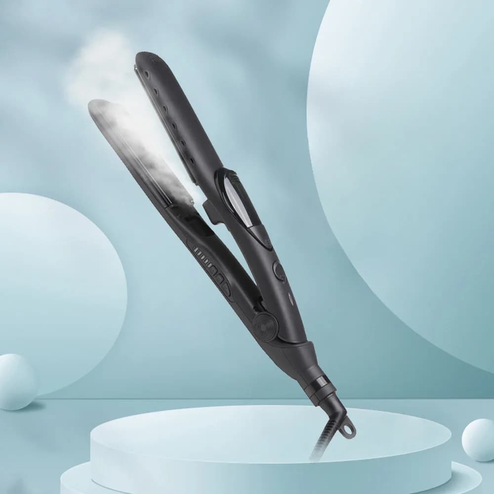 Steam hair plate, woman hair plate with temperature adjustment function, heated hair plate