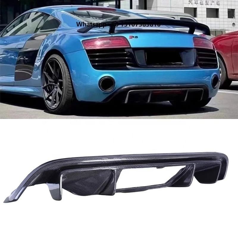 For R8 2007-2015 RG Style Carbon Fiber Rear Lip Diffuser Bumper Accessories
