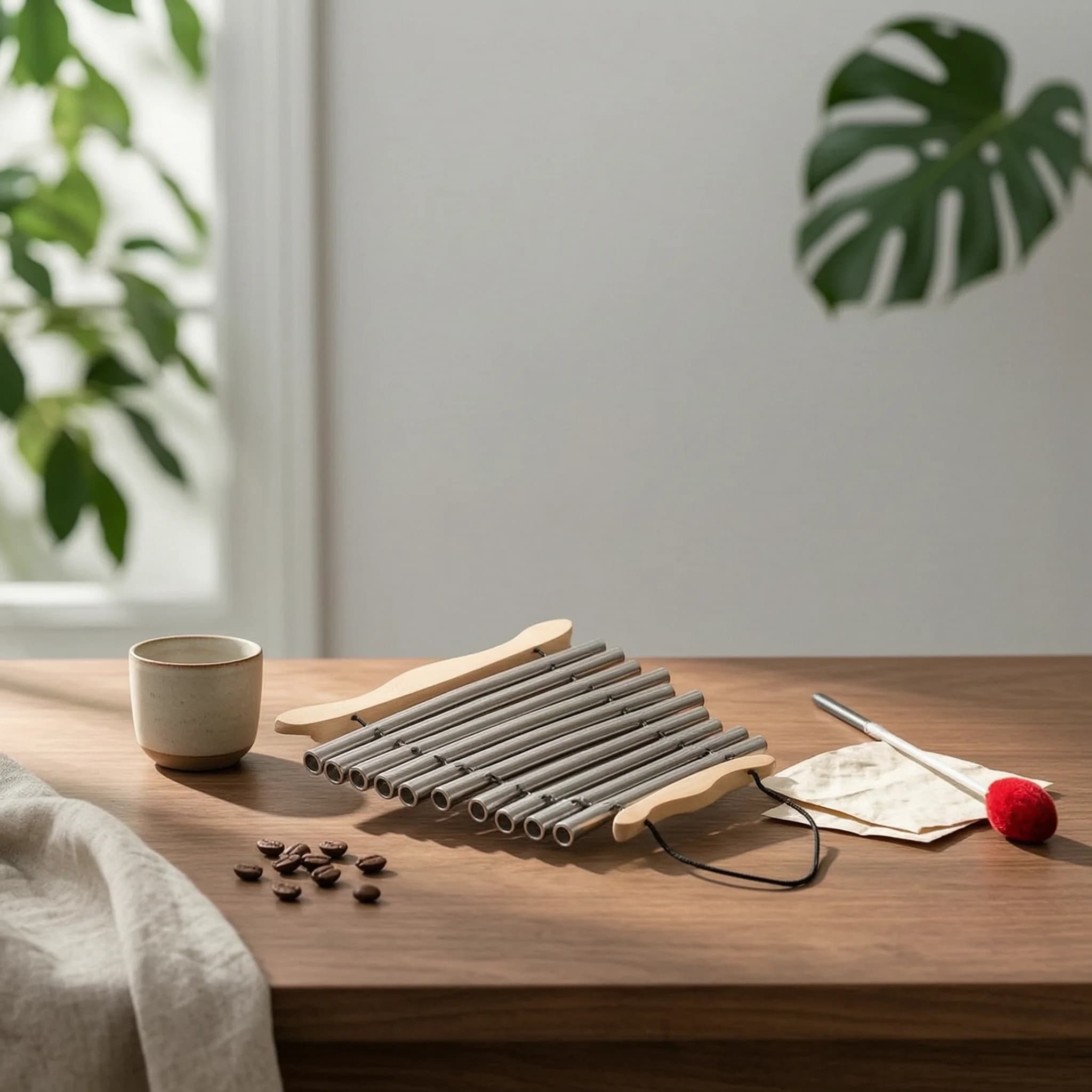 9-Note Wind Chime Tuned Wind Chime with Mallet Musical Instrument with Mallet Single-Row Compact for Meditators, Meditation