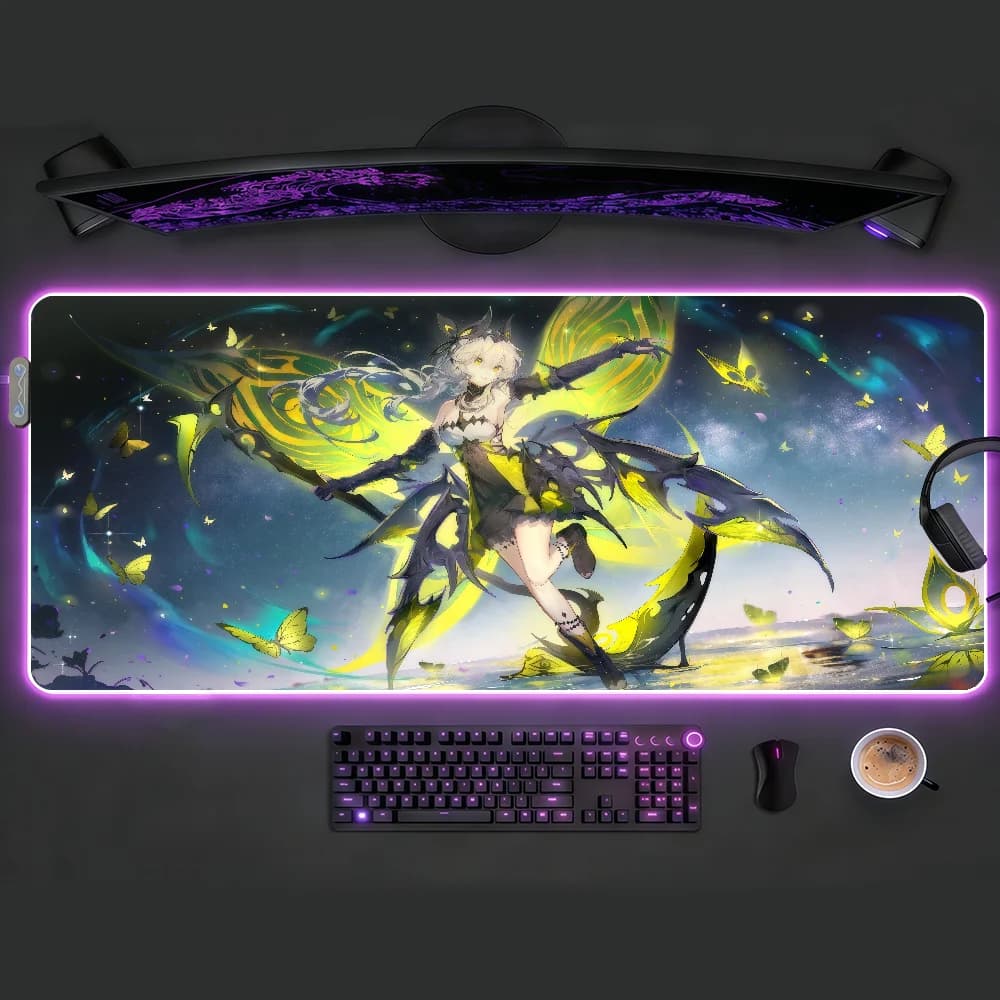 Tappetino per mouse Duet Night Abyss Psyche RGB LED antiscivolo, tappetino da scrivania in gomma, accessori da gioco, grande XXL, tappetino per tastiera da ufficio e computer
