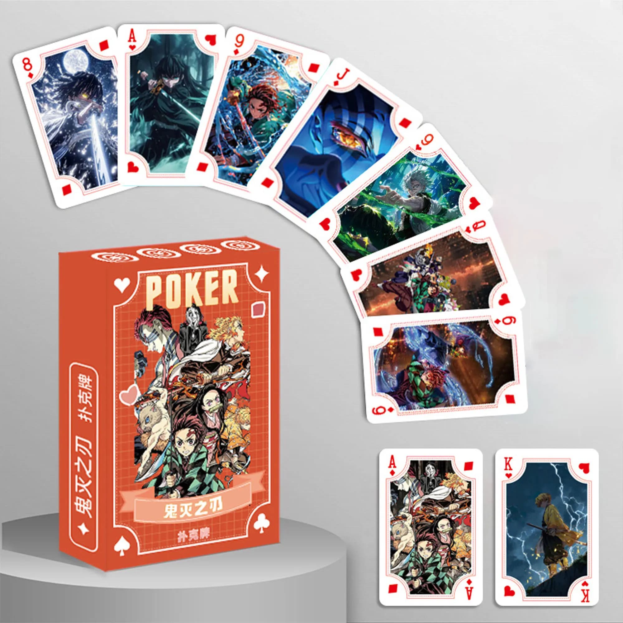 54 Carte da Gioco Anime Ghost Killing Blade, Carte da Gioco Portatili e Resistenti, Essenziali per Viaggi