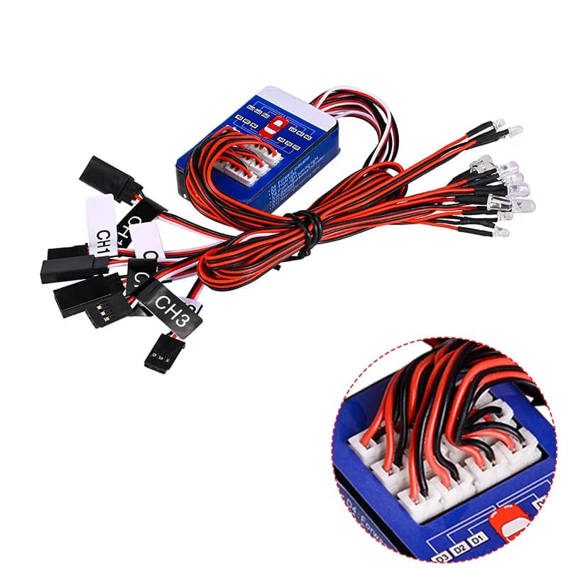 Kit sistema di illuminazione a 12 LED Rc Luci di simulazione intelligenti 1/10 Drift On Road Auto RC Yokomo Tamiya Opzioni Hop-up Telecomando