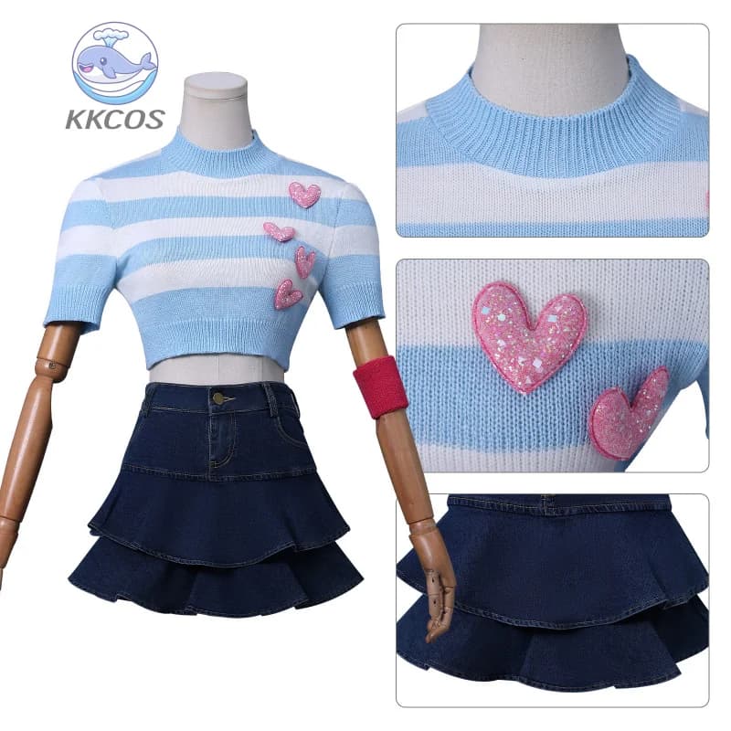 Bloom Cosplay Win Clubb Costume Anime Jirai Kei Ragazze Retro a righe lavorato a maglia Cuore Bella T-shirt a maniche corte Mini abito Cos KK