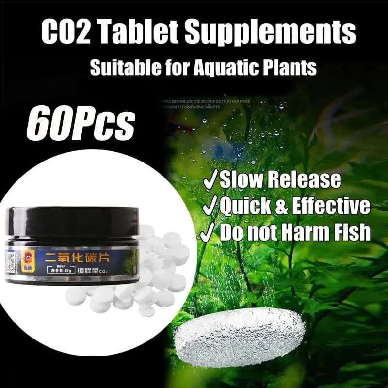 60 pz/bottiglia Effervescente Acquario Fertilizzante CO2 Anidride Carbonica Serbatoio di Pesce Nutrizione Tablet Pesce Cibo Effervescente Acquario
