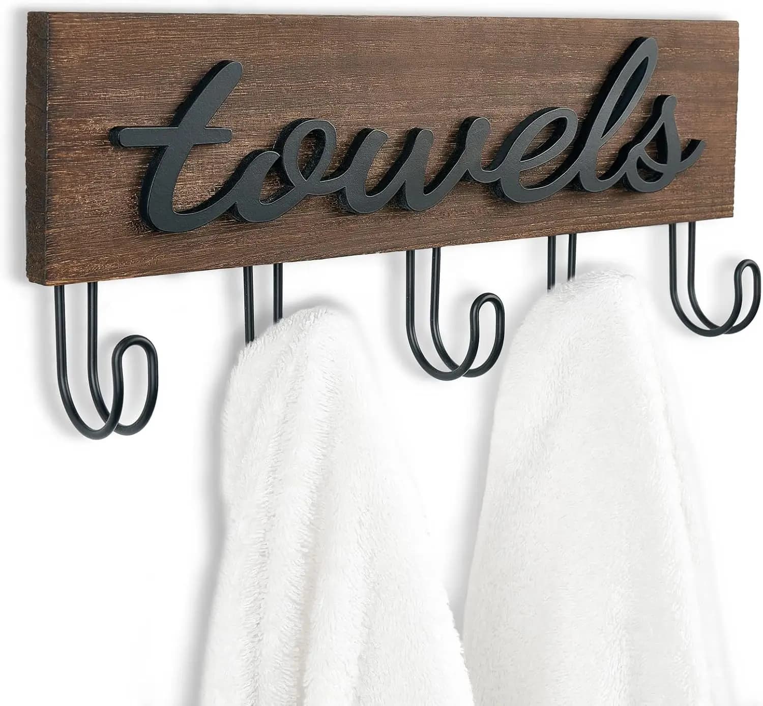 Portasciugamani Rustico in Legno da Parete per Bagno, Ganci Decorativi Stile Fattoria, Organizzatore per Asciugamani, Accappatoi e Abbigliamento