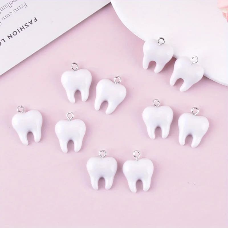 10Pcs Fun Tooth Resin Charms Cute Stereo Pendants DIY Handmade Jewelry Accessories For Earrings Necklaces Bag Decor