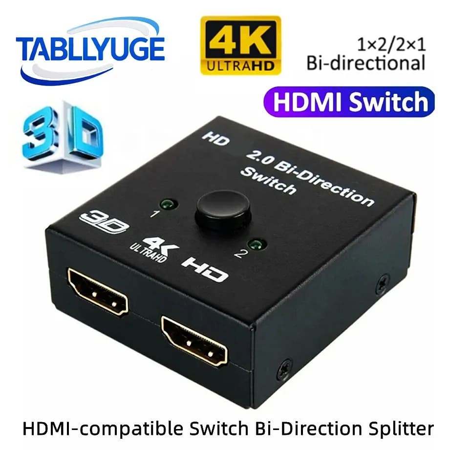 Compatible HDMI Splitter Two-way Switch 2.0 Adapter 1x2/2x1 Converter 2 in 1 output for PS4 Pro/4/3 TV Box Switcher 4K