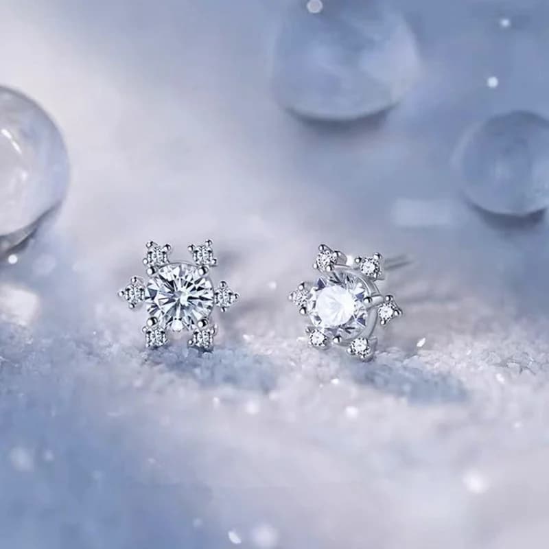 Orecchini a bottone falsi di neve con zirconi placcati in argento 925 per le donne Ragazze Accessori per gioielli da festa Regali e1841