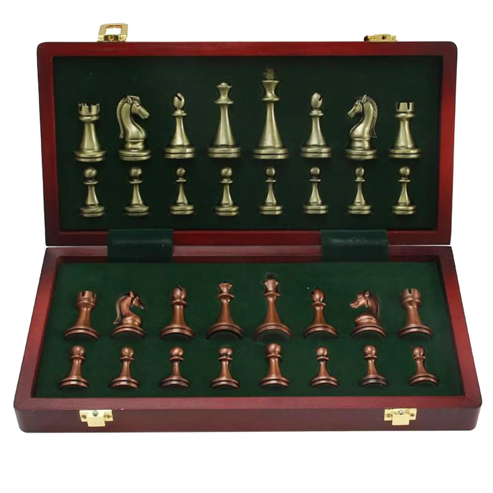 Set di scacchi in metallo pieghevole artigianale Gioco da tavolo portatile Giocattolo per gli amanti degli scacchi