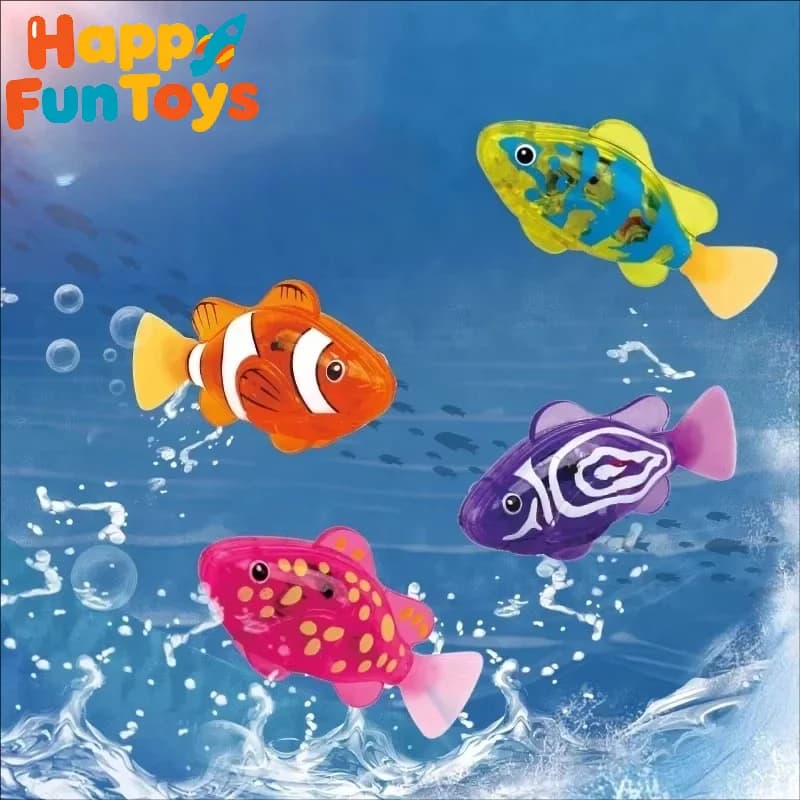 Pesce giocattolo elettrico luminoso con sensore per il bagno, piccolo pesce che nuota in acqua, pesce giocattolo per piscina e vasca da bagno per bambini