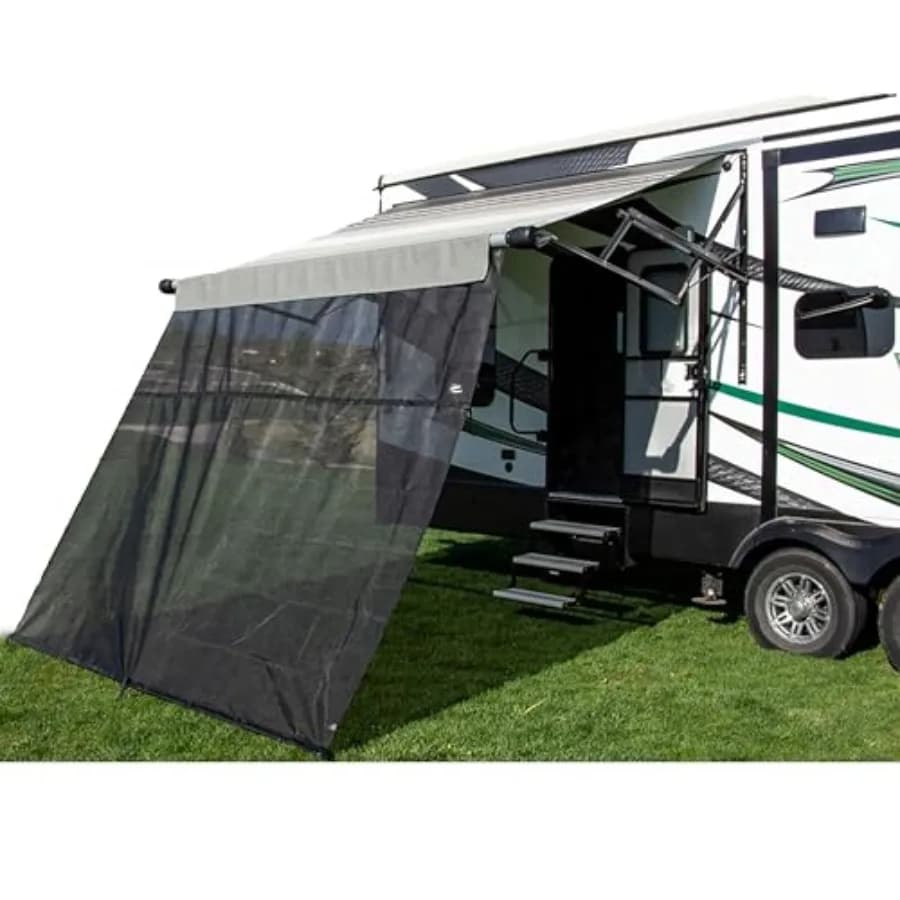 Tenda Parasole per Camper Of Colorado Drop RV Awning EZ ZipBlocker con Rete Nera, Schermo Ombreggiante per Patio Anteriore 15' x 9'