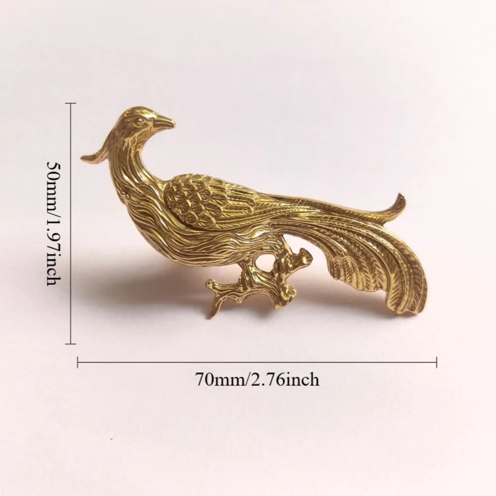Nuova maniglia per cassetto in ottone massiccio, rame puro, design Phoenix, pomello per porta dell'armadio, maniglia classica di lusso per scarpiera