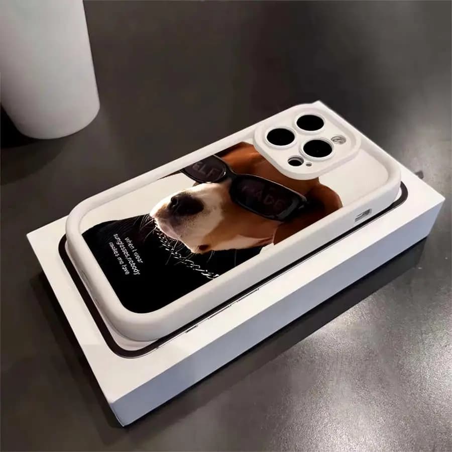 Sunglasses Cool Dog Phone Cover Case for iPhone 17 Pro Max 14 12 Pro 16 Air 17e 11 15 Plus 13