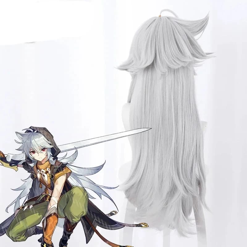 2026 Genshin Impact Razor Gray Long Heat Resistant Synthetic Hair Halloween Carnival Party Role Play Cosplay Wigs Free W 8R6UK