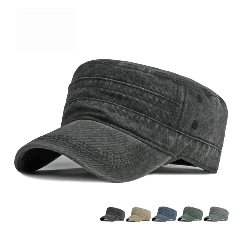 Spring Summer Short Brim Army Hat Men Women Outdoor Retro Washed Cotton Big Head Sunshade Flat Caps Military Cap Fishing Hats