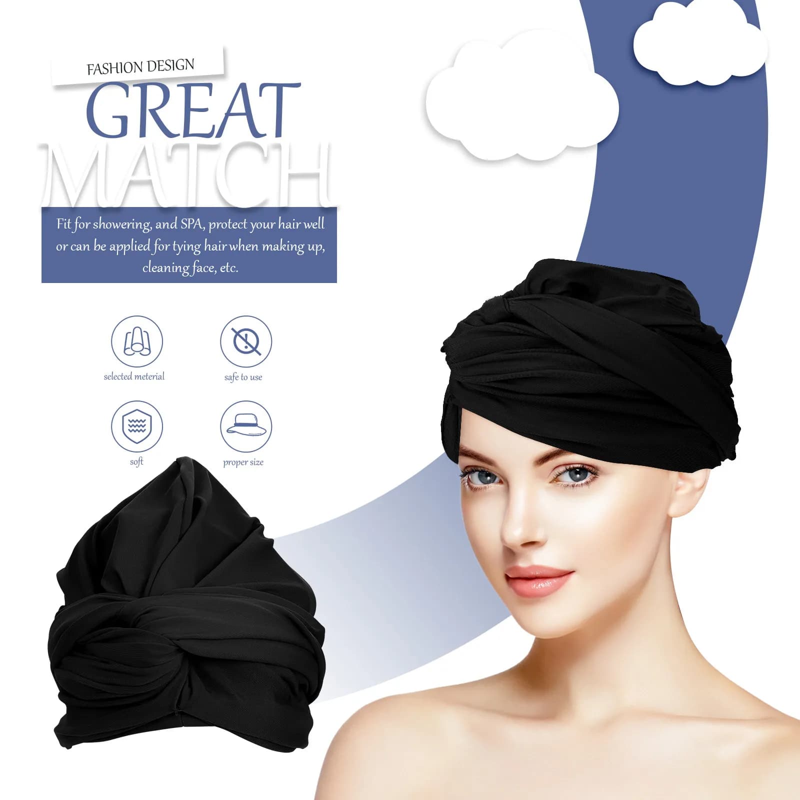 Cuffia da Nuoto in Silicone Extra Large da Donna, Impermeabile, Morbida e Confortevole, con Design Arricciato a Nodo per Capelli Lunghi, Trecce e Dreadlock