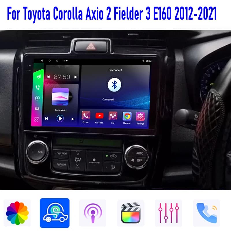 9 ''Per Toyota Corolla Axio 2 Fielder 3 E160 2012-2021 Auto Stereo Radio Senza Fili Apple Carplay Android 13 Auto Mappa Sterzo GPS