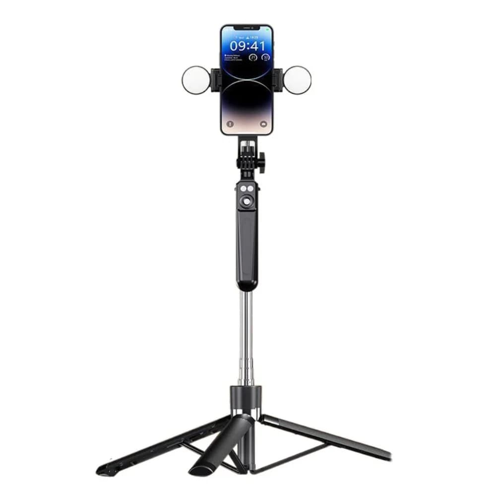 With LED Lamp Telescopic Selfie Stick Tripod Anti Shake Bluetooth Selfie Stick Extendable Portable Selfie Stick Stand Travel