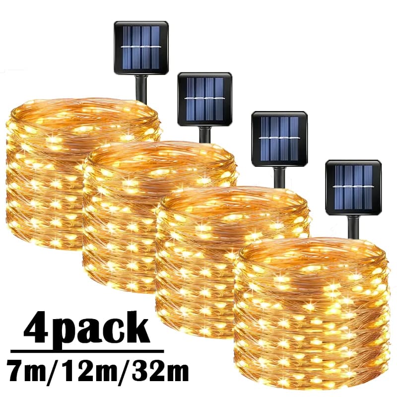 Luci natalizie per esterni a luce solare a led 8 modalità Filo di rame Fata Ghirlanda Lampade Decorazione per albero Garde impermeabile