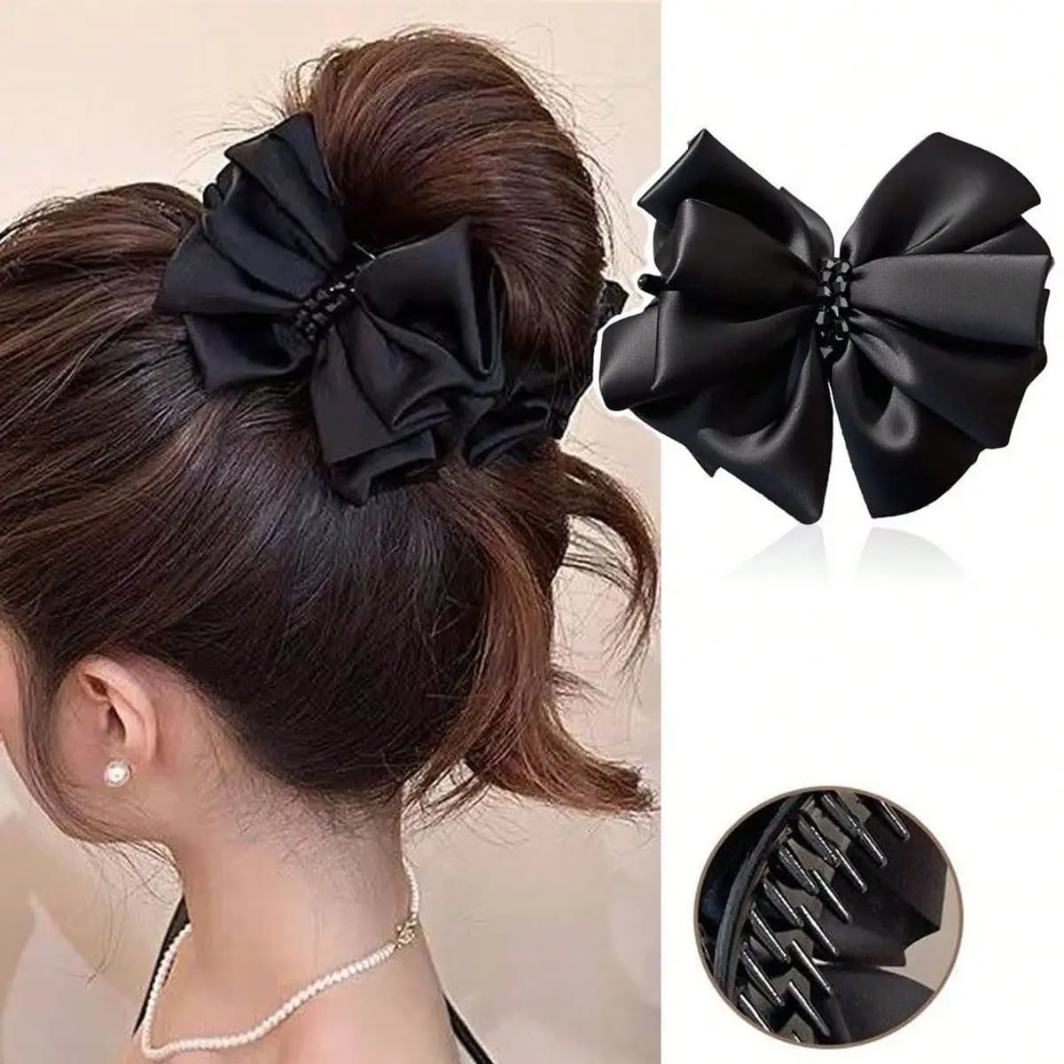 Fermaglio per capelli a fiocco stile coreano di alta gamma, clip a coda di squalo, fermaglio per coda di cavallo, accessorio per acconciature e chignon, strumento per lo styling dei capelli da donna
