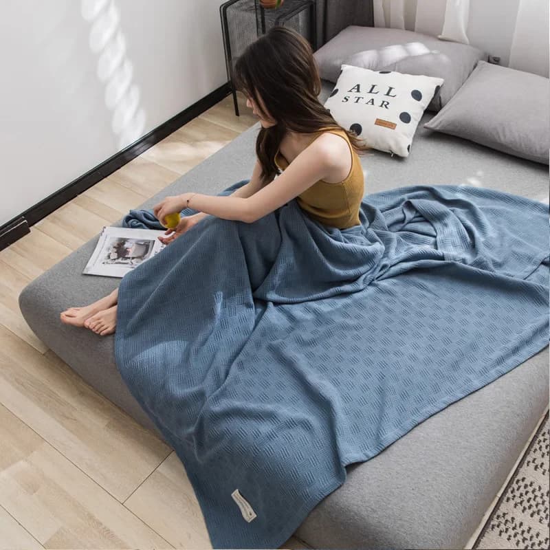 Autumn Simple Thick Pure Color Line Blanket Nap Sofa Air-Conditioning Towel Leisure Travel Cover Blanket