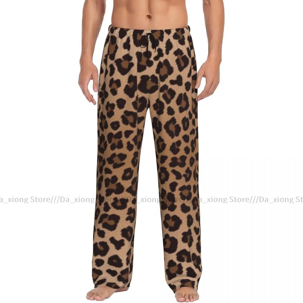Men's Sleepwear Loose Sleep Pants Pajamas Leopard Pattern Long Lounge Bottoms Casual Homewear