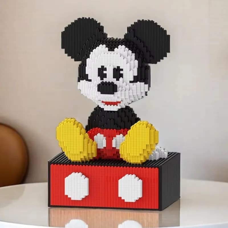 Simpatico Giocattolo di Costruzioni con Mattoncini a Forma di Topolino Seduto, Giocattolo per Bambini con Mattoncini a Particelle Piccole, Regalo di Compleanno, Scatola Portaoggetti