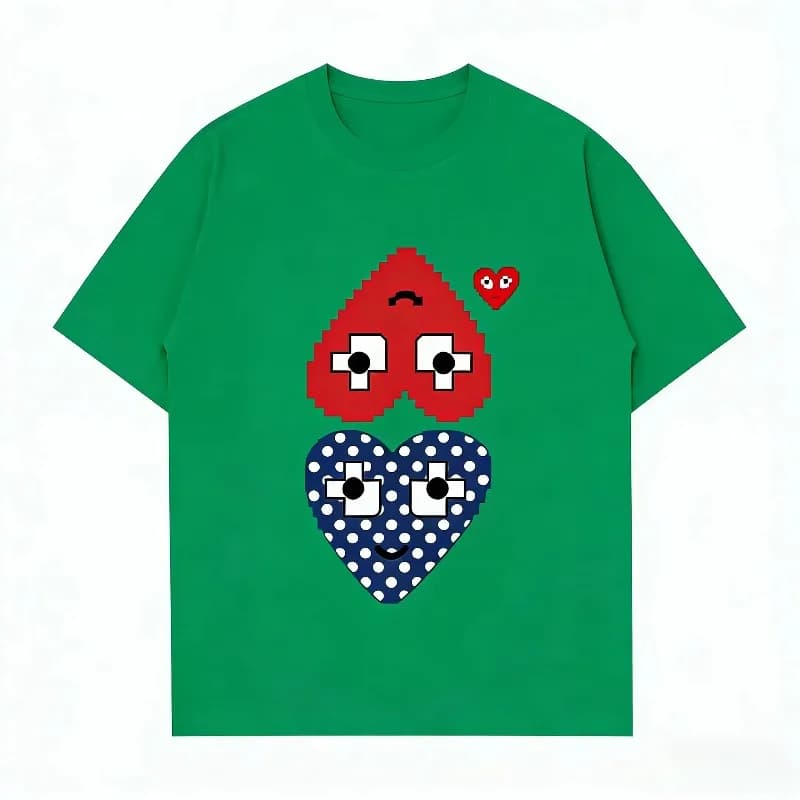 Nuova T-shirt Estiva alla Moda per Uomo e Donna, Casual, con Stampa a Cuore in Puro Cotone, Collo Tondo, Manica Corta Personalizzata