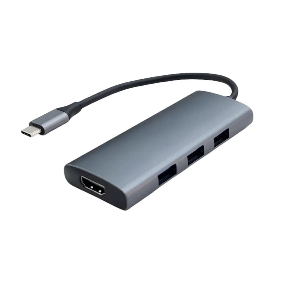 Adattatore Docking Station 7-in-1 Type-C per Laptop con Slot USB 3.0, Slot per Schede TF e Chassis in Metallo Leggero