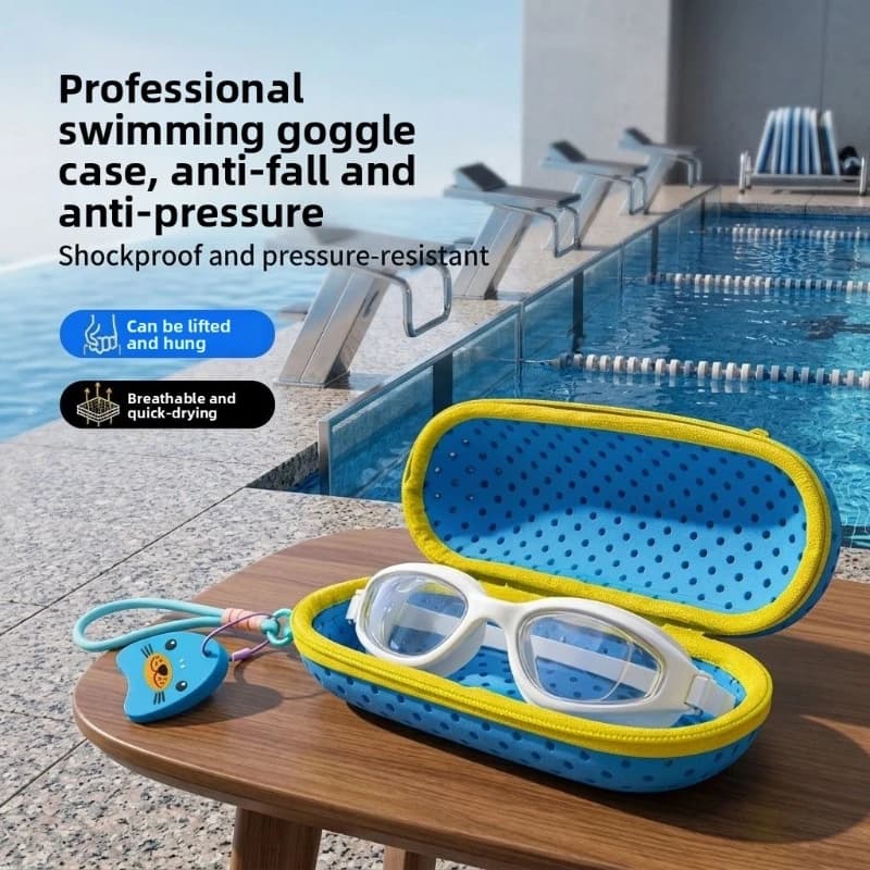 1/2 Pcs EVA Hollow Breathable Round Hole Swimming Goggles Storage Box with A Zipper Portable Swimming Sports Auxiliary Equipment