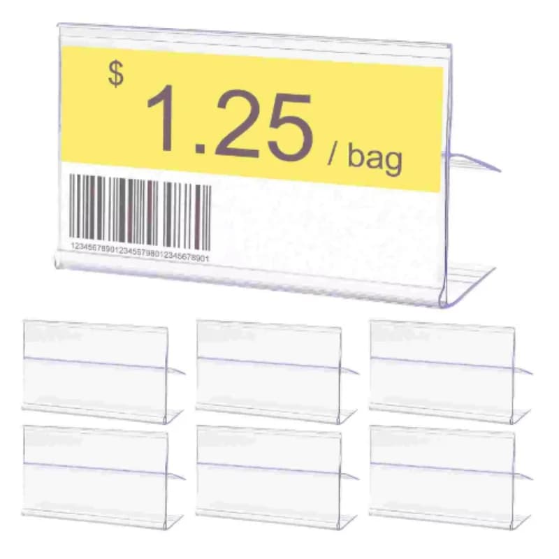 30 pezzi Porta etichette per prezzi trasparenti Porta etichette per scaffali per supermercati Porta etichette per prezzi di merce Porta etichette per scaffali