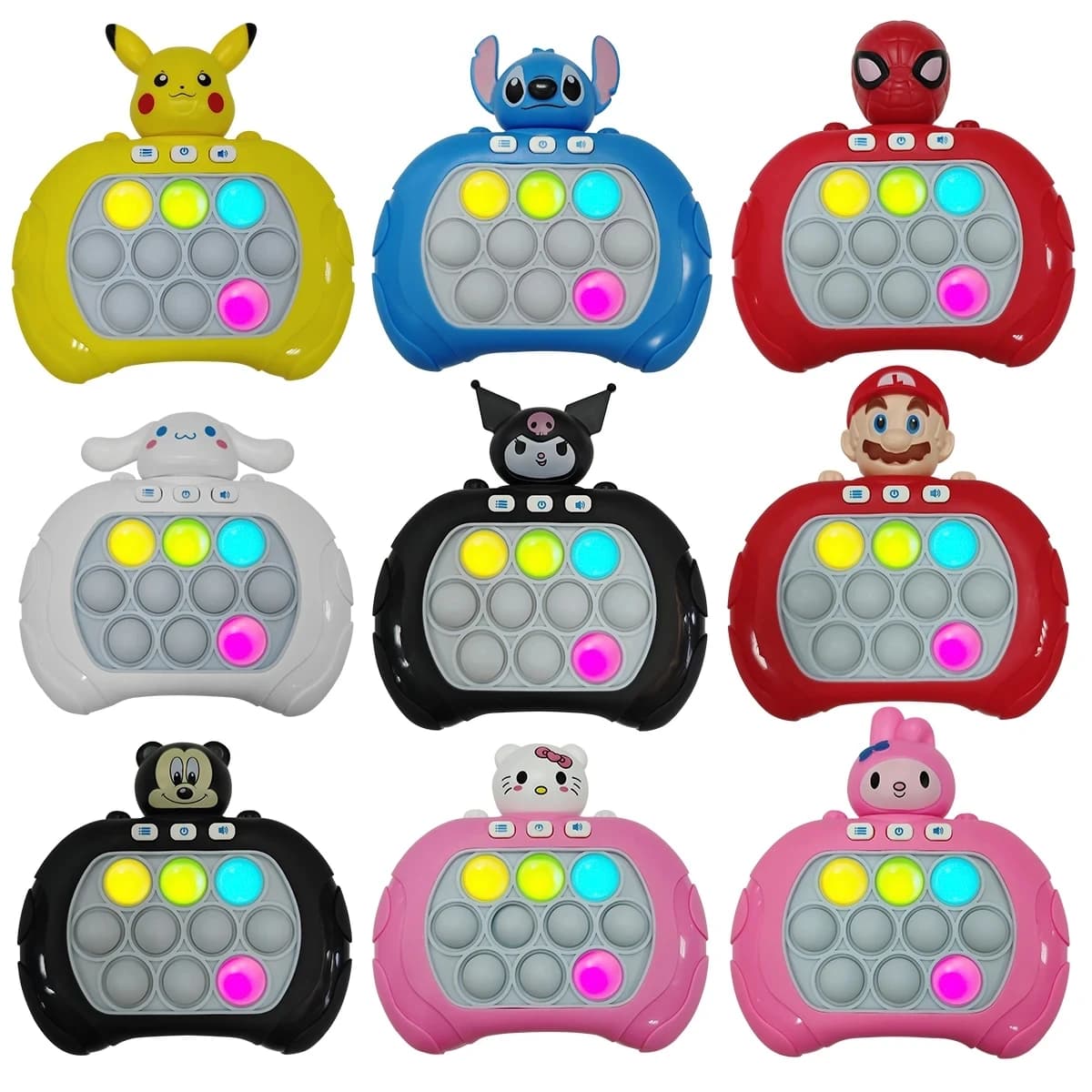 2026 New Pikachu Quick Push Game Pop Up Fidget Bubble Electronic Pop it Pro Game Light AntiStress Toys For Adult Kids Gift