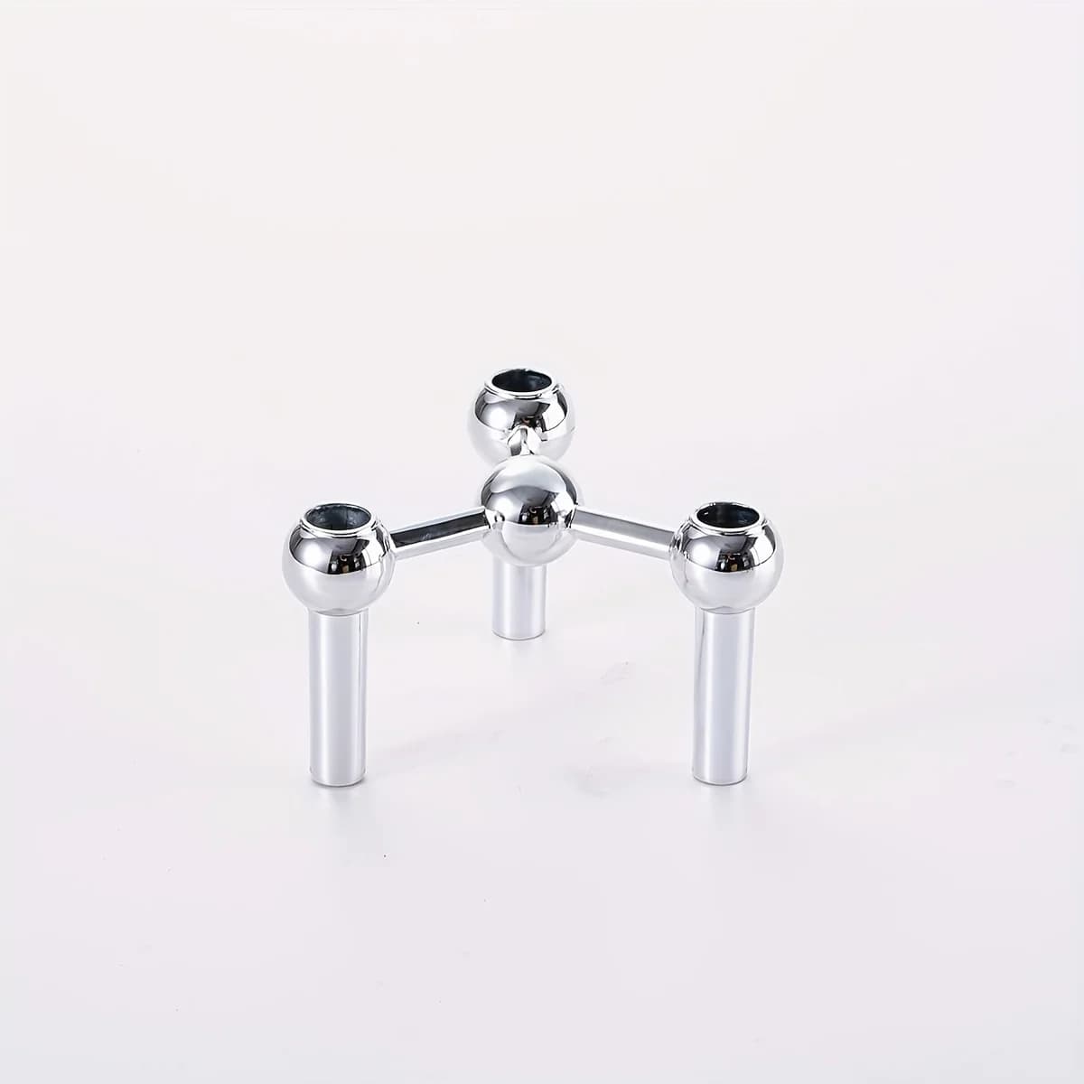 1pc DNA Double Helix Molecular Model Metal Candle Holder - Triple-Sided Stable Base for 3 Candles, Stainless Science-Themed