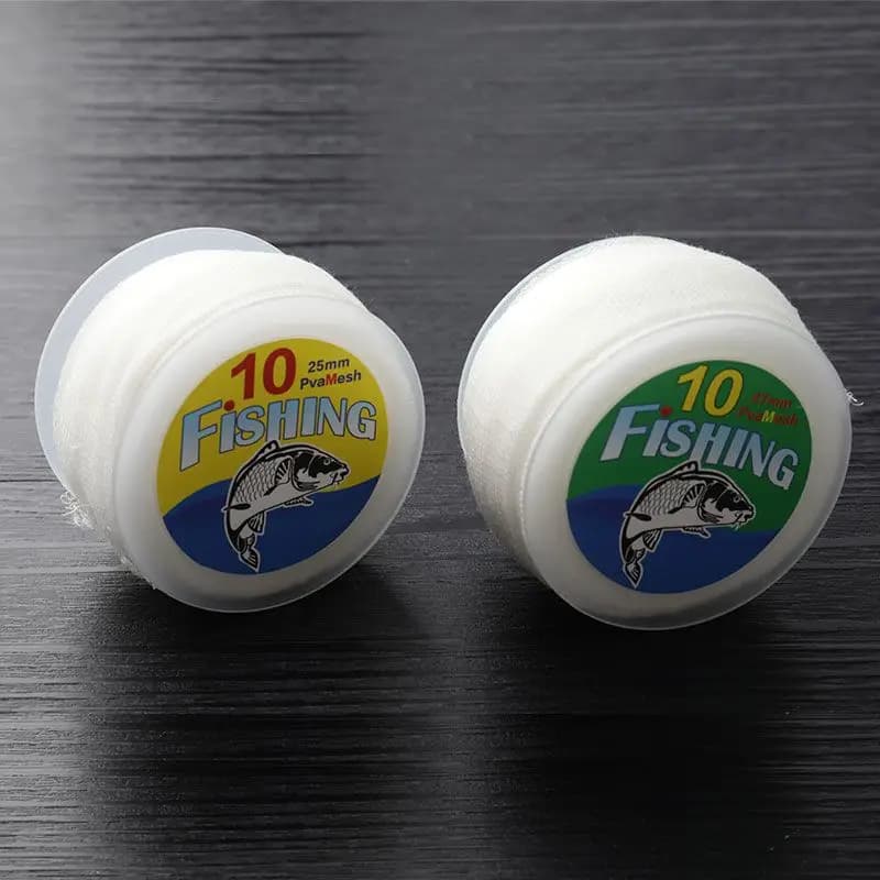 Maglia PVA da 10 m per la pesca alla carpa Solubile in acqua Groundbait Feeder Mesh Rig Imbuto e stantuffo Accessorio per la pes