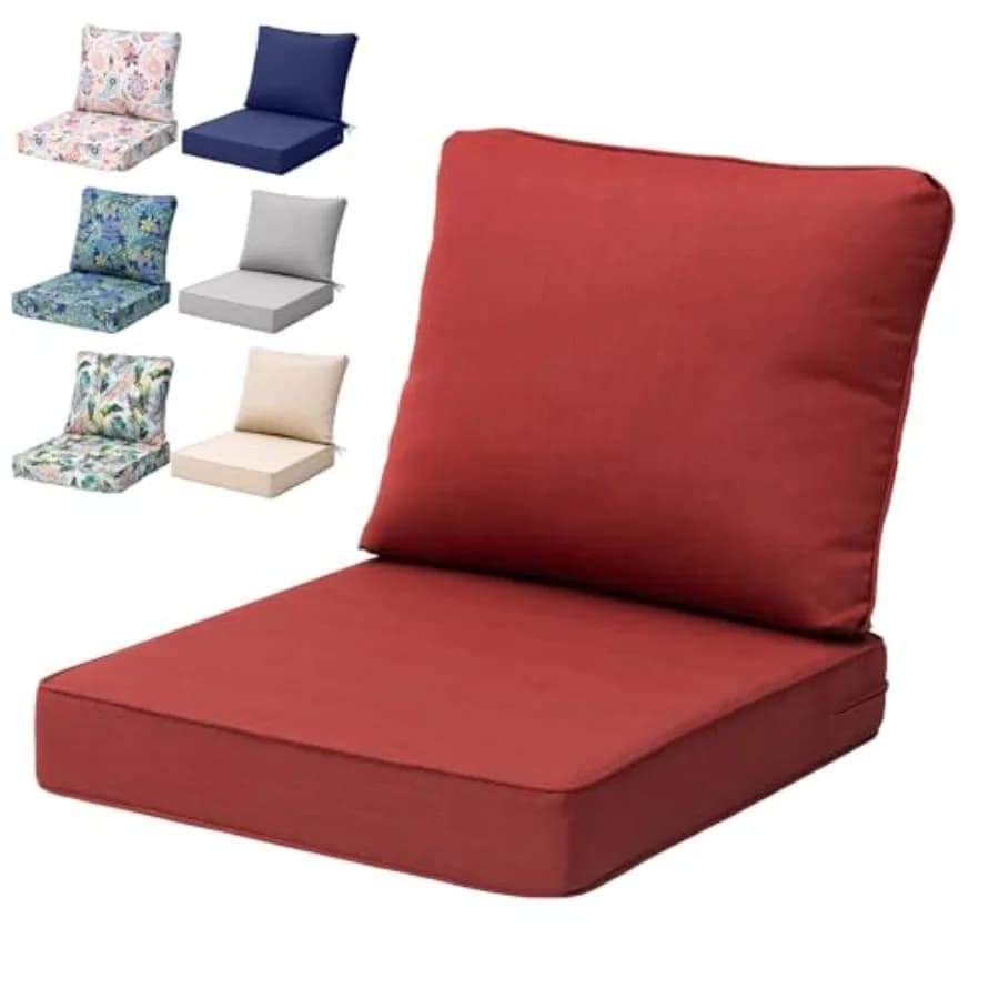 Cuscini da Esterno 24x24 Pollici per Mobili da Giardino, Resistenti all'Acqua, Cuscini per Sedie da Patio, Resistenti allo Sbiadimento per 2 Anni, Cuscini Profondi per Sedute R